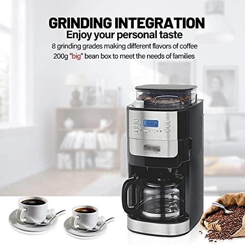 Electric Drip Coffee Machine, Full-Automatic Grinding, 24-Hour Programmable Start, Integrated Brewing System for Fresh Coffee Anytime - Image 3