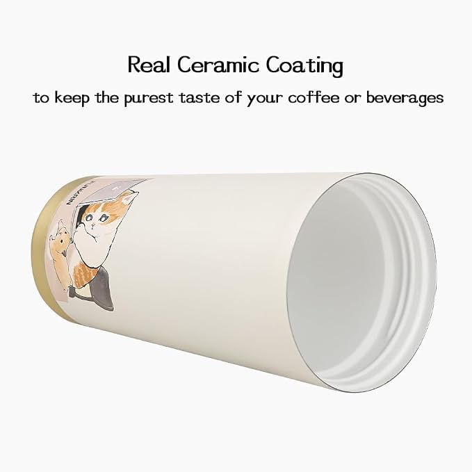 Funkrin Coffee Travel Mug with Flip Lid, 16oz Insulated Tumbler Cup with Ceramic Coating, Double Wall Vacuum Leak-Proof Tumbler for Office School Party Camping - Image 2