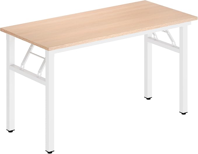 DlandHome 47 Inch Folding Computer Desk, Fully Assembled, Pink Oak | Foldable Writing Table, Portable Activity Conference Table for Home Office, Wood Top Metal Frame, Collapsible Easy Storage - Image 9