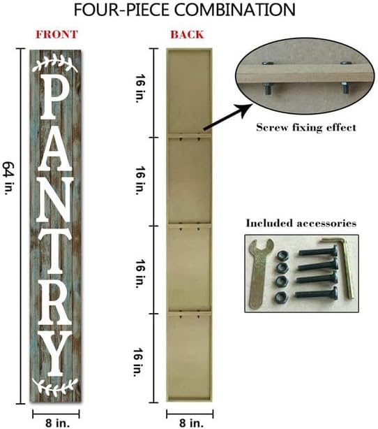 Vertical Pantry Sign Wall Decor 8"x63" Pantry Decor Farmhouse Wood Large Pantry Sign for Hanging Kitchen Sign Wood Sign Vertical Sign Wood Sign Kitchen Wall Art Decor Hanging Plaque Sign - Image 4