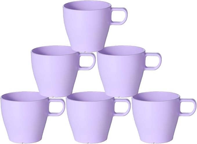 6-Pack 10oz Unbreakable Coffee Mugs, Microwave Safe Premium Drinkware (Up to 320℉), Lightweight Shatterproof Cups for Keurig, Kids, RV & Camping, BPA-Free (Purple) by GESHUPOR