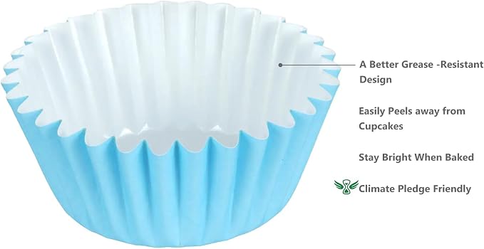 Caperci Grease-Resistant Standard Blue Cupcake Liners 150 Counts - Heavy Duty Paper Muffin Baking Cups, Odorless, No Muffin Pan Needed, Easily Peels (Light Blue) - Image 3