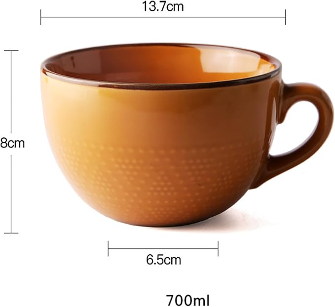 Disoza Large Ceramic Soup Mug with Handles 24 Ounce Oversized Mugs Bowl Porcelain Coffee Tea Cup Orange XXL Cereal Soups Ramen Salad Bowl Coffee Cappuccino Cups Large Soup Bowl - Image 2
