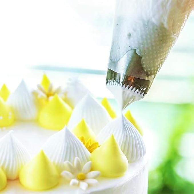2 Pcs Piping Tips Large Cake Decorating Tools, Stainless Steel Square Round Frosting Tips for Cupcakes Pastry Fondant Cakes, Icing Tools (R22L)