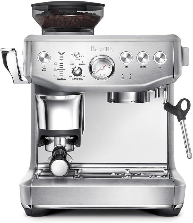 Breville BES876BSS Barista Express Impress, Brushed Stainless Steel | Craft café-quality lattes and cappuccinos at home with this semi-automatic espresso machine with built-in grinder by Unknown