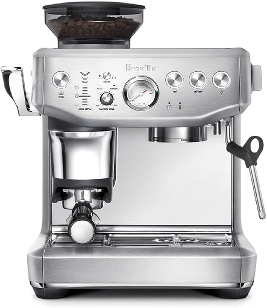 Breville BES876BSS Barista Express Impress, Brushed Stainless Steel | Craft café-quality lattes and cappuccinos at home with this semi-automatic espresso machine with built-in grinder by Unknown