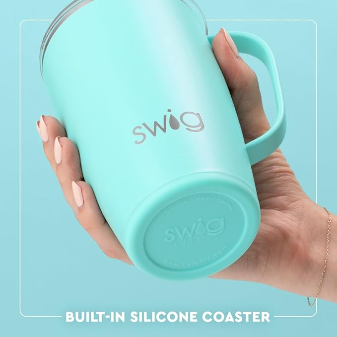 Swig Life 18oz Insulated Travel Mug with Handle & Lid, Oh Happy Day | Triple Insulated Stainless Steel - Handle & Lid Included - Keeps Coffee Hot or Cold - Cup Holder Friendly - Image 6