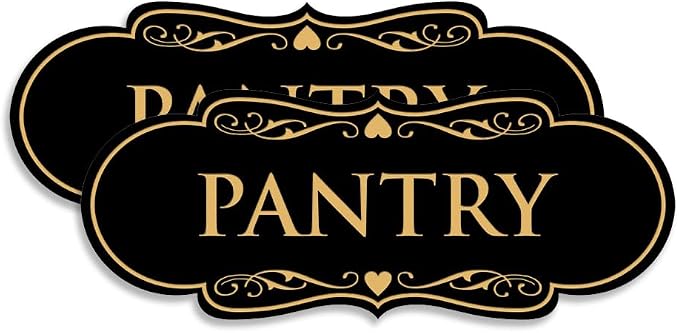 Designer Pantry Sign (Black Gold) - Medium (2 Pack) by SignsByLITA