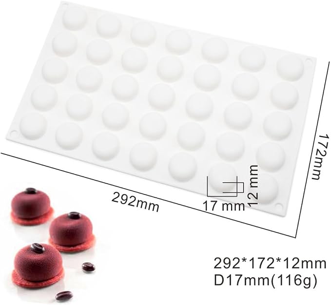 3D Round Half Sphere Silicone Mold for Cake DIY Baking Chocolate Eco-Friendly Cake Mold (Half Sphere A_11.68x6.88x0.48 inch) - Image 3