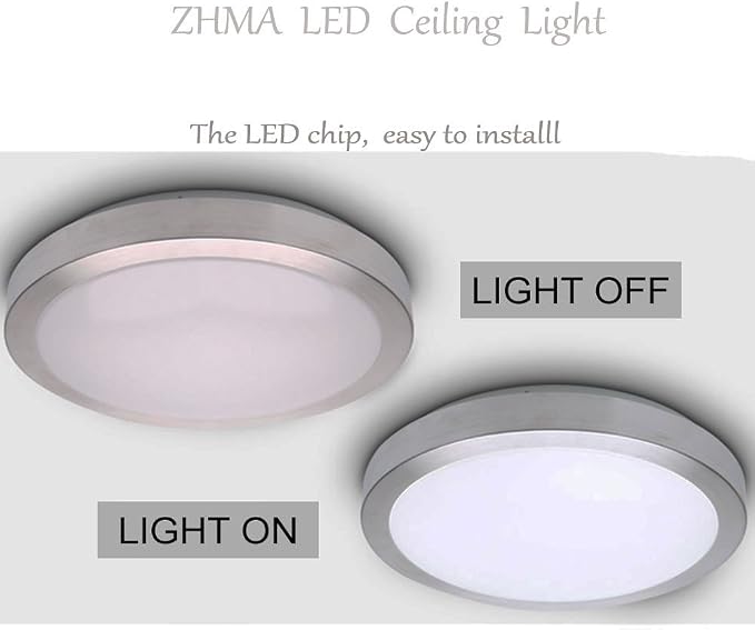 8-Inch LED Ceiling Lights, Flush Mount Lighting Round,5000K Natrual White,12W 880LM 80W Incandescent Equivalent(AC85V-265V),Closet Light,Ceiling Lighting for Kitchen Bathroom Dining Room - Image 3