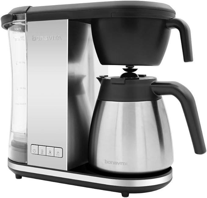 Bonavita Enthusiast 8 Cup Drip Coffee Brewer, Pour Over, SCA Certified Coffee Machine with Thermal Carafe, Stainless Steel Panel, Removable Reservoir