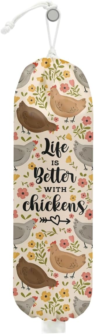 Chicken Plastic Bag Holder, Chicken Mom Gifts Wall Mount Grocery Bag Holder | Chicken Gifts for Women Bag Holder, Reusable Grocery Bag Storage Dispenser, Farmhouse Kitchen Home Decor by Unknown