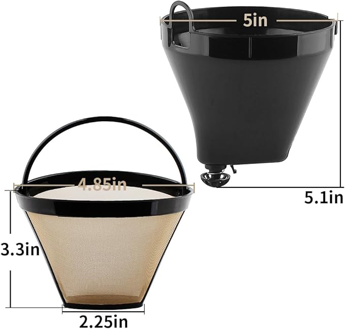 Anbige Replacement Parts Filter Basket and Gold Tone Permanent filter, Compatible with Cuisinart Coffee Maker DCC-1200