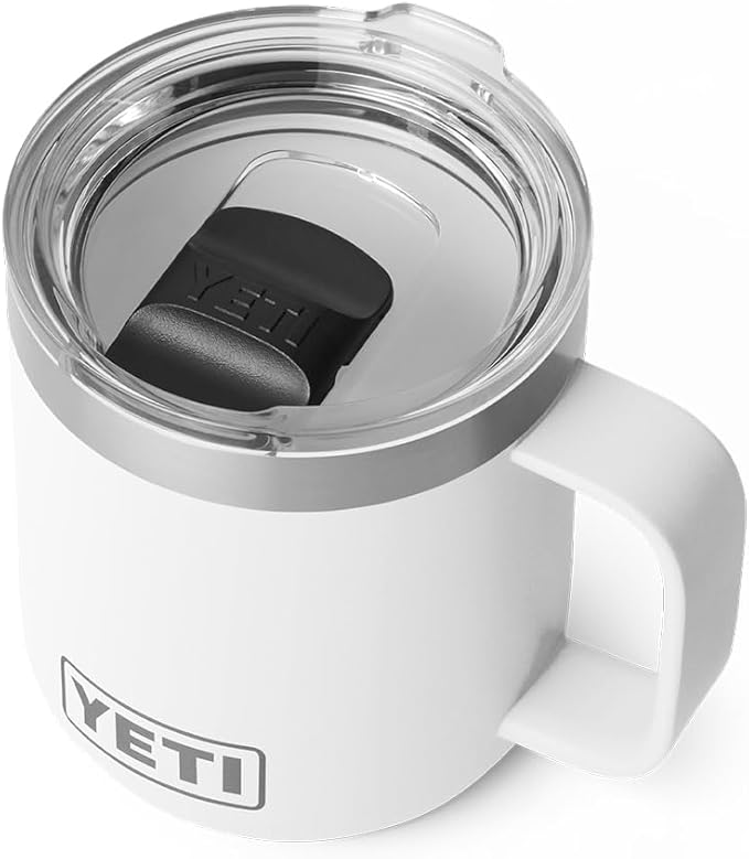 YETI Rambler 10 oz Ceramic Lined Stackable Mug, Vacuum Insulated, Stainless Steel with MagSlider Lid, White by YETI