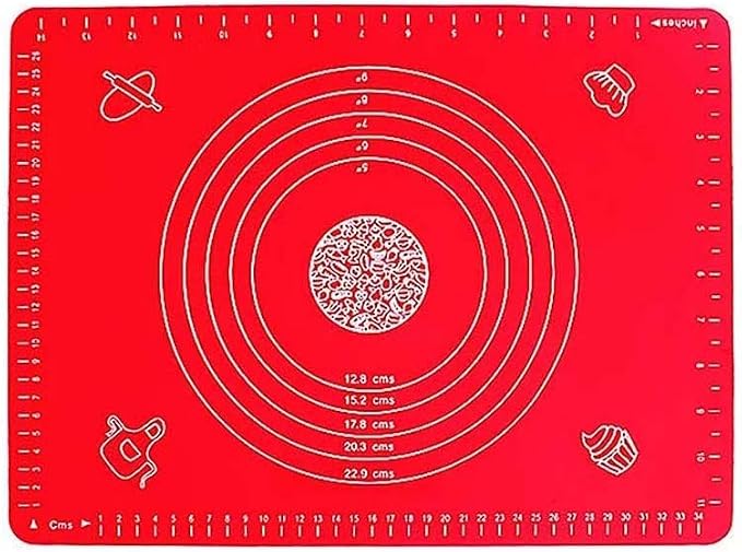 Silicone Rolling Mat 30x40cm Non- With Measurements(Red) | Rolling Mat Dough, Bread and Pizza, Reusable Kitchen Tool Home Bakers, Blue by Unknown