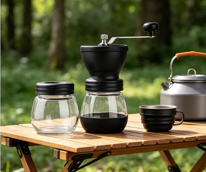 Portable manual espresso machine, manual coffee grinder and mini travel coffee machine set, suitable for camping, cars, RVs, hiking, offices, homes and coffee bean grinding. - Image 8