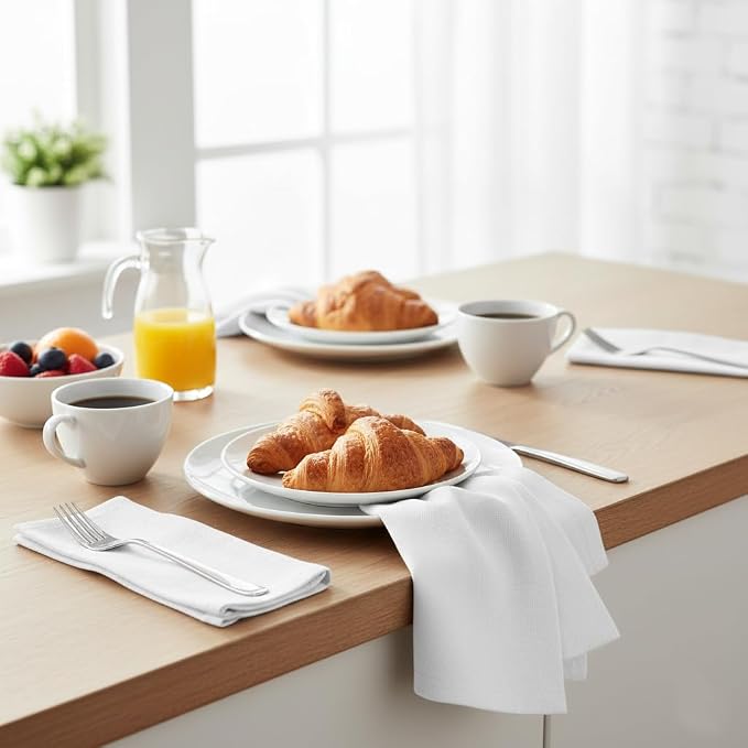 Urban Villa Cloth Napkins White Dinner 100% Cotton 18x18 Inches (Set of 6) - Image 5