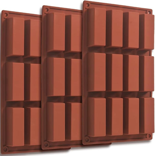 ionEgg 12 Cavity Rectangle Granola Bar Silicone Mold, Butter Stick Mold, Pack of 3 by ionEgg