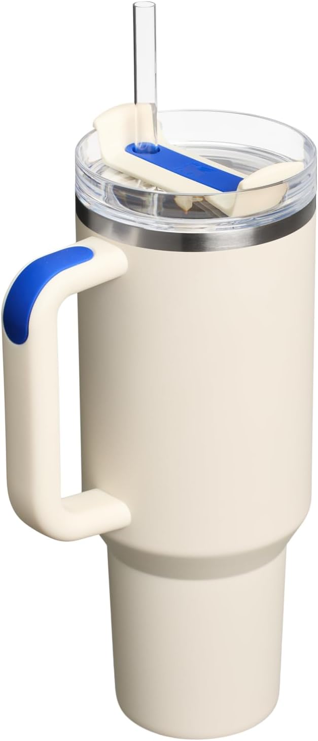 STANLEY Quencher H2.0 Flow State Tumbler, 40 oz, Cream Royal | Handle and Straw | 3-Position Lid | Cup Holder Compatible for Travel | Insulated Stainless Steel Cup | BPA-Free - Image 3