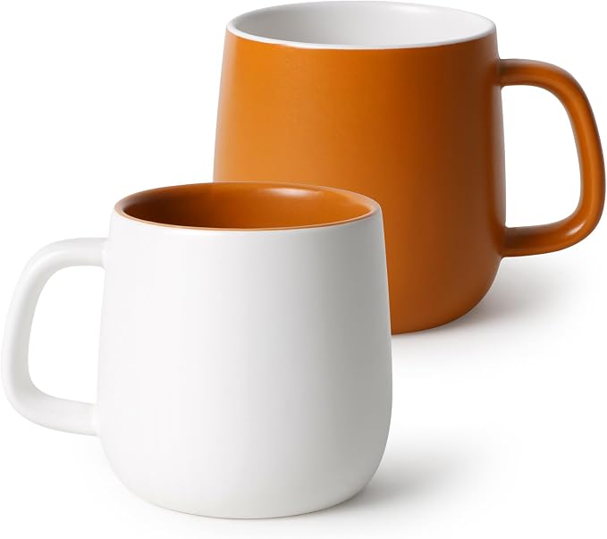 Ceramic Mug Set Porcelain Coffee Cups Set, Special Glaze Tea Cups Mug with Handle for Tea Latte Coffee Milk, Microwave Dishwasher Safe (White and Maple Brown) - Image 9