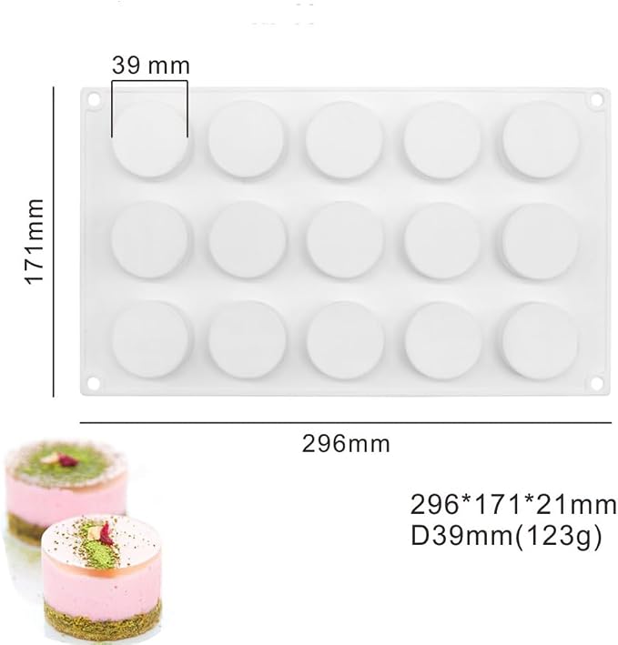 Round Cake Silicone Baking Mold Circular Chocolate Candy Biscuit Ice Cube Making Tool Soap Candle Mould Home Decor (Round H_11.84 X6.84 X0.84 inch) - Image 6