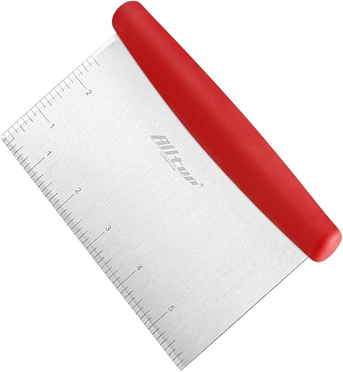 ALLTOP Bench Scraper & Chopper for Kitchen - Ideal Baking Essential Utensil,Stainless Steel Pastry/Dough/Food Cutter Tool for Cake Pizza Bread,Cooking - 1 Pack,Red - Image 7