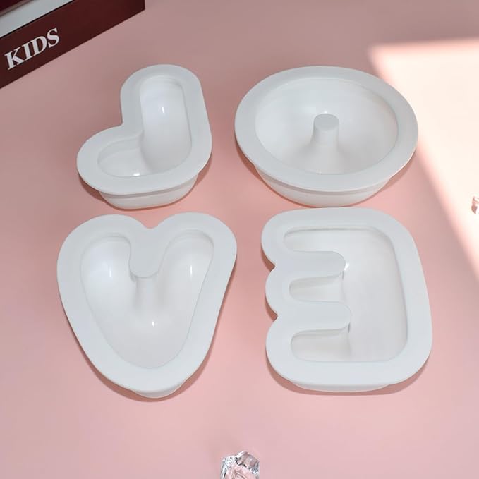 mostsom 4pcs Love Shape Nonstick Baking Molds, Silicone Muffin Pan BPA Free Easy Clean Candy & Chocolate Molds for Cakes, Mousse, Fondant Mould, French Desserts, Pastry (D_ LOVE)