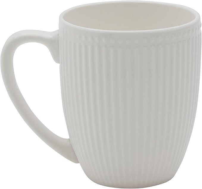 Tabletops Gallery 4 Piece Embossed White Chip Resistant Porcelain Mug Set | Dishwasher safe - Image 4