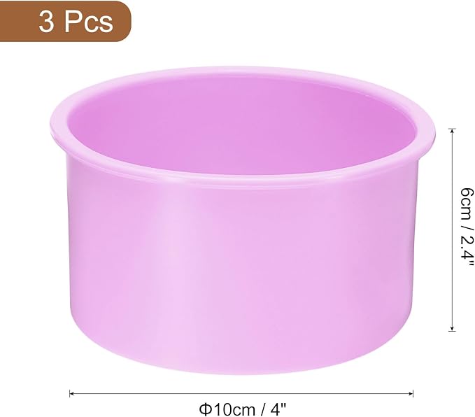 uxcell 3-Piece Round Silicone Cake Molds - 4 Inch Nonstick Quick Release for Layer, Smash and Cheese Cakes - Light Purple - Image 2