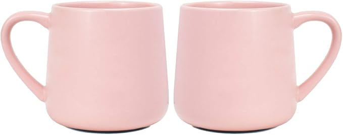 Bosmarlin Glossy Ceramic Coffee Mugs Set of 2, Tea Cup for Office and Home, 18 oz, Suitable for Dishwasher and Microwave(Pink, 2) by Bosmarlin