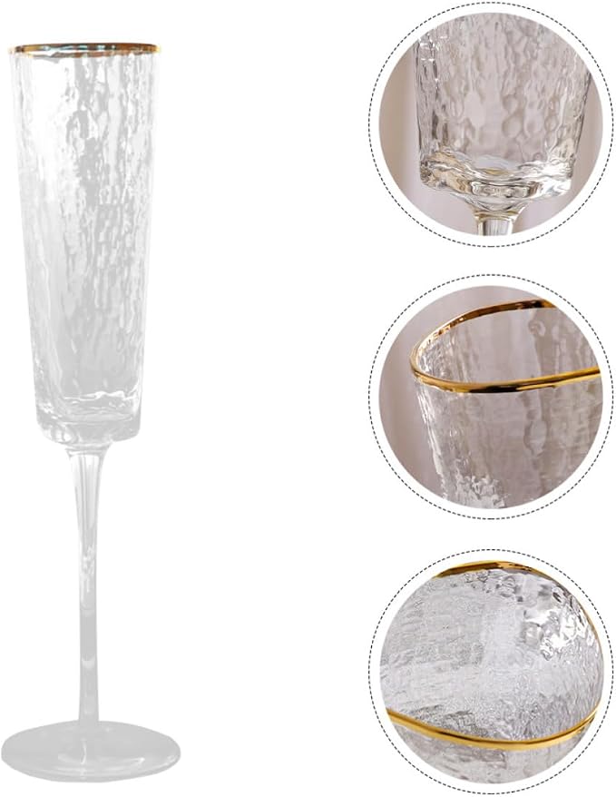 ibasenice European Style Hammered Crystal Sparkling Wine Glass with Golden Edge, Elegant Glassware for No Oxidation and No Discoloration, for Home Dining and Bachelorette Parties - Image 8