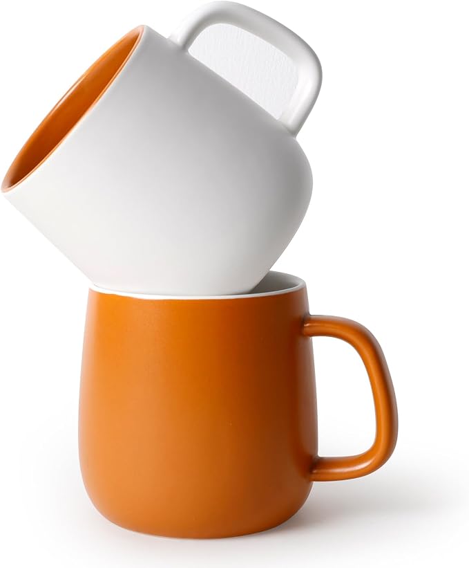 Ceramic Mug Set Porcelain Coffee Cups Set, Special Glaze Tea Cups Mug with Handle for Tea Latte Coffee Milk, Microwave Dishwasher Safe (White and Maple Brown) by TryitBuyitYoulllikeit