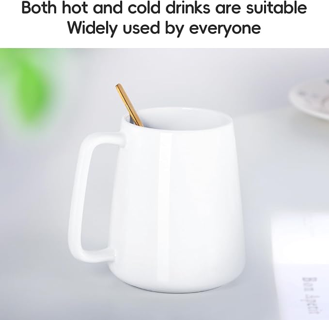 24 OZ Large Coffee Mug, Nice Ceramic Tea Cup with Big Handle for Dad Men Women, Unique Style For Any Kitchen, White - Image 3