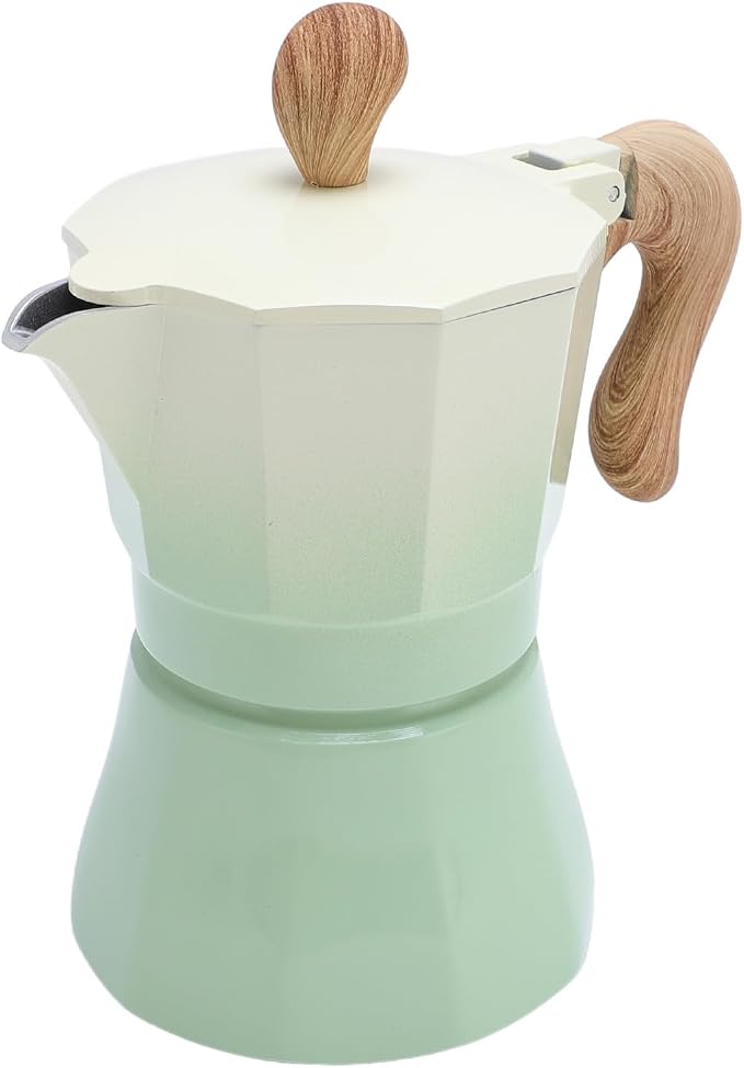 Kavolet Stovetop Coffee Maker Pot Maker 150ml Aluminum Single Valve Coffee Machine placeholder with Rapid Even Heating for Lovers Beginners (Gradient Green) - Image 2