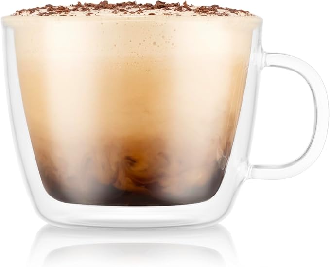 Bodum 15oz Double Wall Latte Mug, High-Heat Borosilicate Glass, Set of 2, Clear (Pack of 4) - Image 3