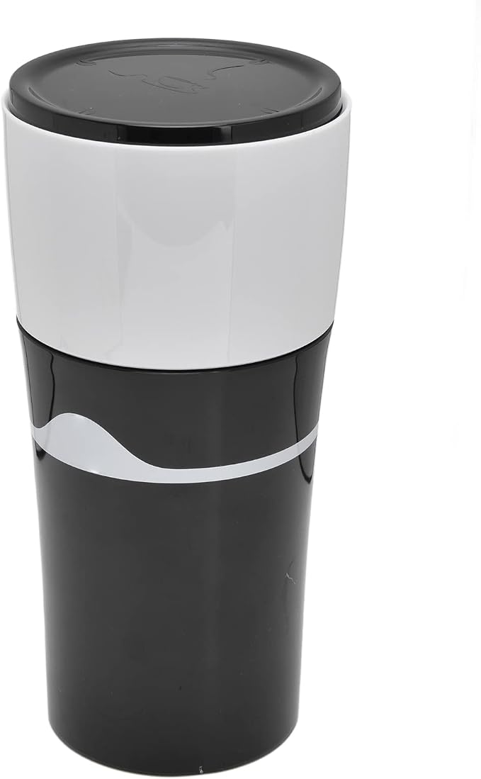 Semme Portable Drip Coffee Maker for Capsules 450ml Travel Coffee Machine with Proof Design Sharing Cup Lid Compact Easy to Use Gray White (Black White) - Image 7