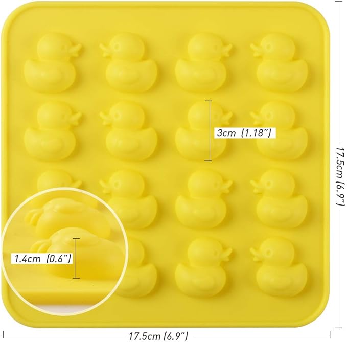 Newk Duck Chocolate Silicone Mold, 4 Packs 16- Cavity Non-Stick Food Grade Silicone Molds for Ice Cube, Jelly, Fondant, Hard Candy