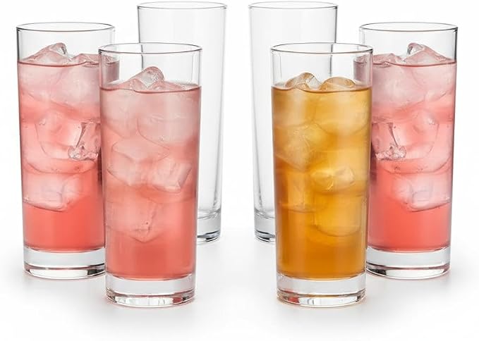 Royalty Art Highball Glasses, Set of 6, 10.18 oz Tall Drinking Glasses | Tom Collins glasses, cocktails, water, juice, lead-free glass, dishwasher safe, modern barware - Image 2