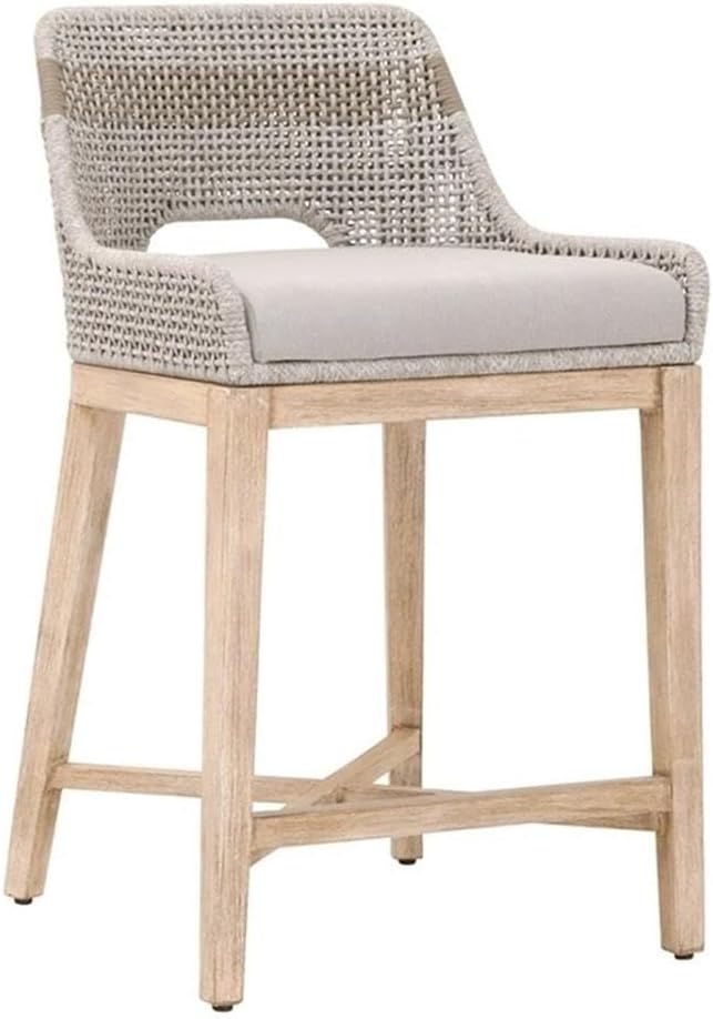 MAKLAINE Bar Stool Chair in Gray | Seat Height 35" | with Semi-Circle Seat, Footrest, Backrest | Indoor for Dining Room Kitchen Counter Table by Maklaine
