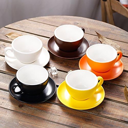 Double Espresso Coffee Cup and Saucer, Small Cappuccino and Speciality Coffee, New Bone China for Coffee Shop and Barista (Matte Brown, 5 oz)
