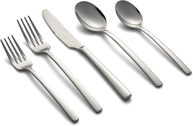 Cambridge Silversmiths Beacon Flatware Set, 18/0 Stainless Steel, Dishwasher Safe, Flatware Collection, Mirror, 45-Piece, Service for 8 by Cambridge