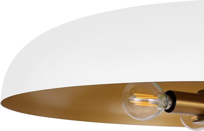 LamQee 20 Inch Oversized Large Pendant Lights, 3-Lights White and Gold Dome Chandelier, Mid Century Modern Metal Pendant Lighting Fixture Ceiling Hanging for Kitchen Island Dining Room Over Table Bar - Image 8