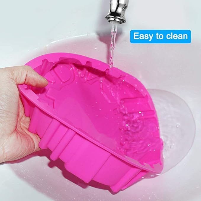 Birthday Cake Molds for Baking Silicone Cake Pan Tools，Non-stick Cheese Reusable and Durable Pastry Mould for Dessert, Cookie, Bread, Pudding, Jelly, Chocolate and More（Pink、7.9in）