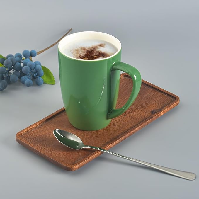homEdge Porcelain Mug Set, 16 Ounces Cup for Tea, Latte, Mocha, Hot Chocolate, Set of 6, Green - Image 4