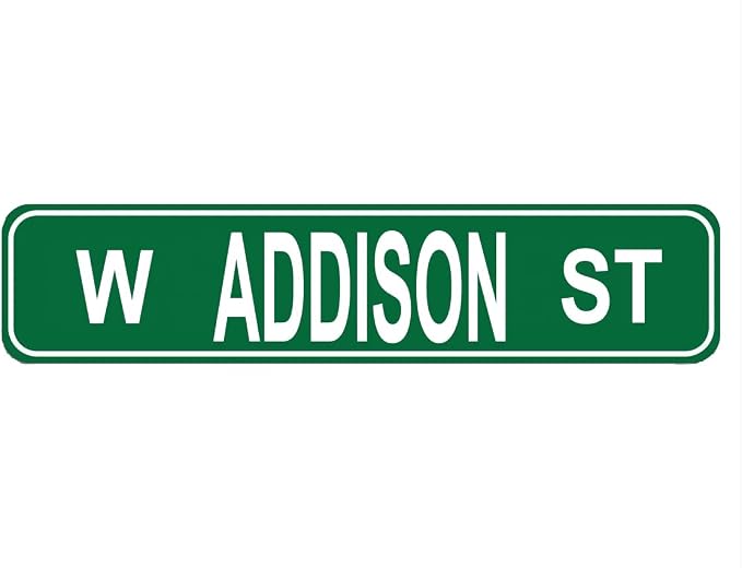 Chicago West Addison Street Sign Wrigley Field Gifts Home Pub Bar Wall Decor Tin Sign 4×16 INCH by Unknown