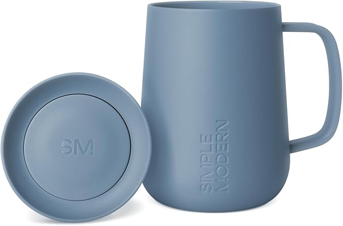 Simple Modern Voyager Signature Mug | Travel Coffee Tumbler with 360° Lid and Handle | Ceramic-Lined Insulated Stainless Steel Iced Cold Brew Cup | 12oz, Blue Dune by Unknown