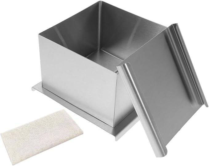 Reusable Stainless Steel Tofu Mold Pressing Tool with Cloth for DIY Cooking, Easy to Clean and Sturdy Tofu Presser Mold Suitable for Bean Curd and Food Preparation by RUNROTOO