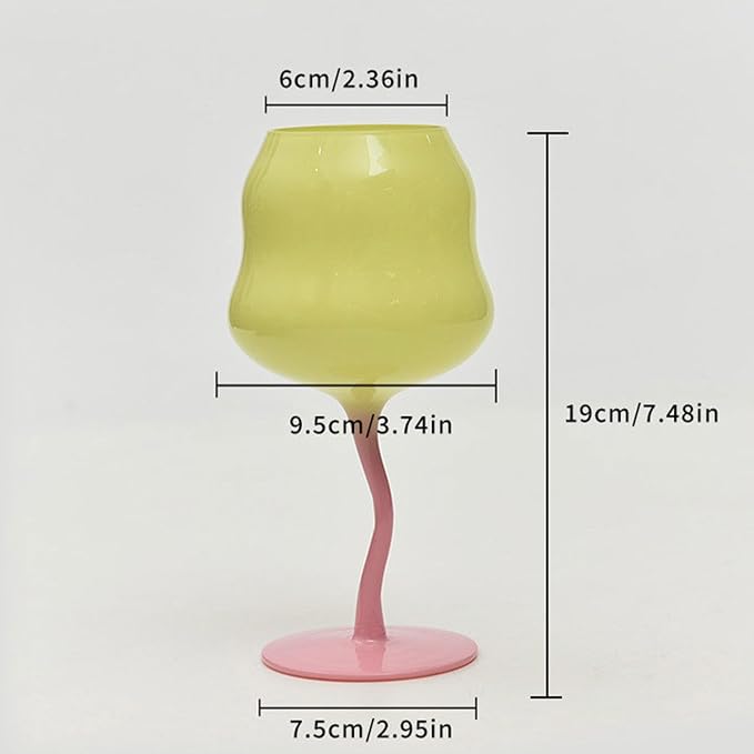 Wine Glass Goblet Cocktail Glass Unique Colored Glassware Red Wine Goblets Martini Goblet Cup for Anniversary Home Party, Yellow - Image 3