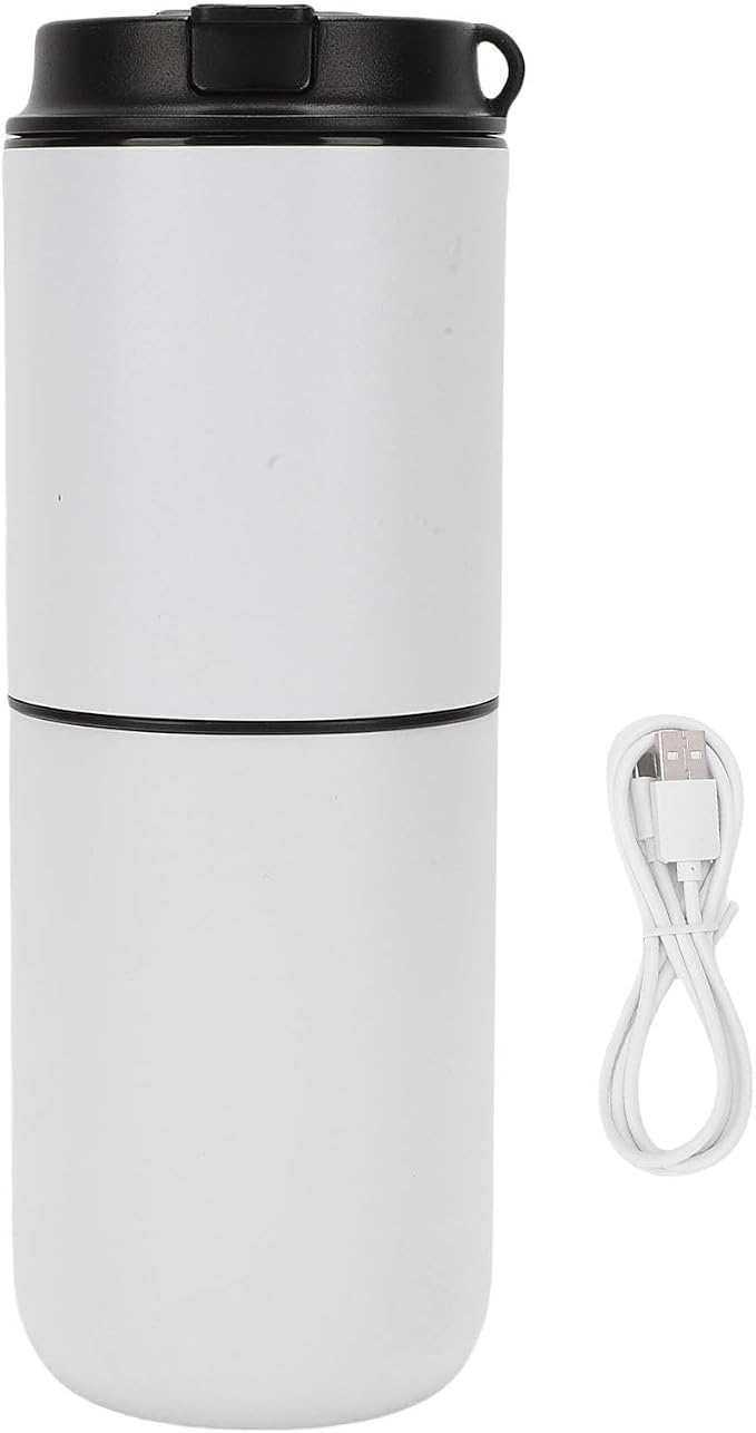Keenso Electric Coffee Maker with Mill Portable Rechargeable 350ML Coffee Machine for Camping Office Travel (White) - Image 6