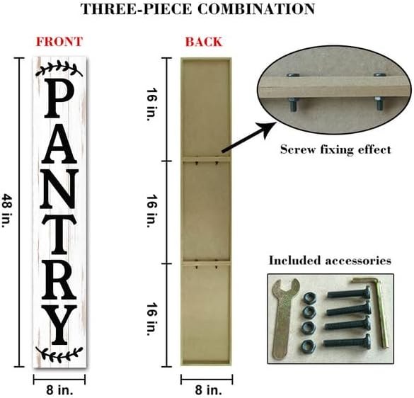 Vertical Pantry Sign Wall Decor 8"x48" Pantry Decor Farmhouse Wood Large Pantry Sign for Hanging Kitchen Sign Wood Sign Vertical Sign Wood Sign Kitchen Wall Art Decor Hanging Plaque Sign - Image 4